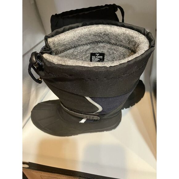 LL Bean Kids Snow Boots Northwoods Gray Felt Lined SZ 3 Black W/Navy/Gray-A14 - Picture 6 of 7